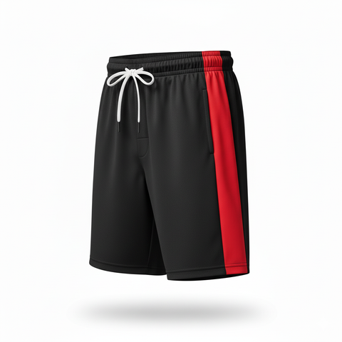 Premium Gym & Training Shorts with Contrast Side Panel – Black & Red