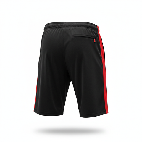 Premium Gym & Training Shorts with Contrast Side Panel – Black & Red